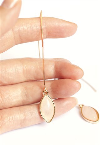 PINK QUARTZ LONG HOOK EARRINGS