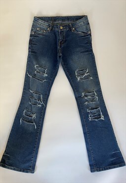 Vintage Y2K Denim Funky Flared Jeans 12 Medium