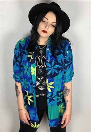 VINTAGE 90'S CANDA/C&A FLORAL PRINT SEMI SHEER BLOUSE