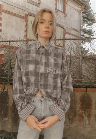 SIX SABLES - CHECKED ASYMMETRIC SHIRT