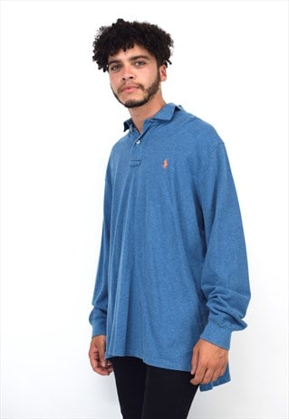 VINTAGE 90S POLO RALPH LAUREN BLUE POLO SHIRT