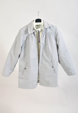 Vintage 80s faux fur lined coat in grey
