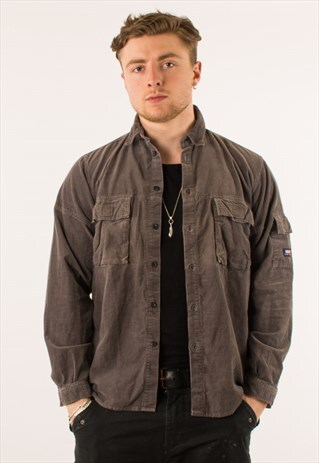 VINTAGE 90S GREY CORDUROY SHIRT XL