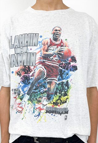 VINTAGE 90S SLAMMIN JAMMIN MICHAEL JORDAN OFFICIAL FAN TEE 