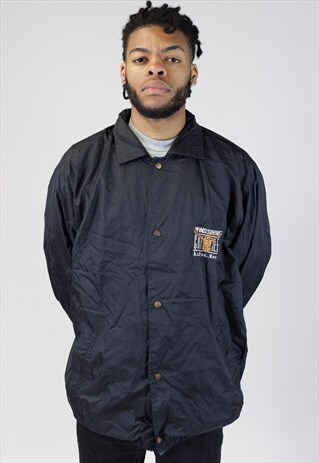 VINTAGE 90'S BLACK HOODED SPORTS JACKET