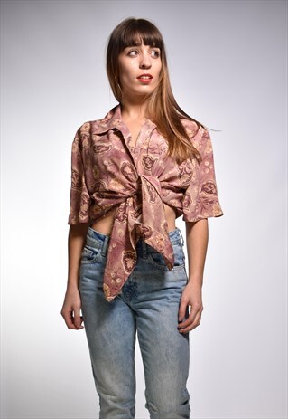 VINTAGE JAZZY FLORAL PRINT SHIRT