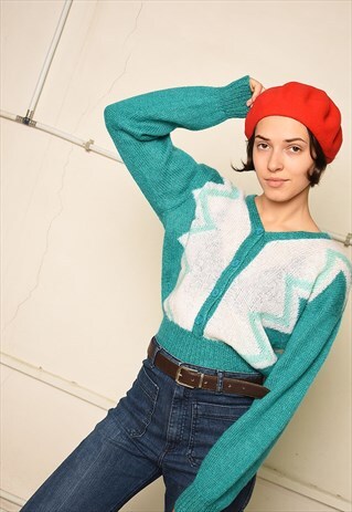 80'S RETRO WOOL BUTTON UP KNIT PARIS CHIC JUMPER