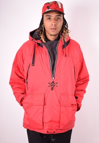 MENS VINTAGE PULLOVER JACKET XL RED 90S