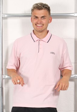 Vintage Umbro Polo Shirt in Pink Short Sleeve Tee XL