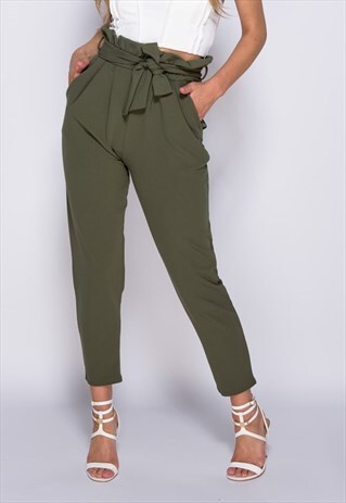 PAPERBAG WAIST BELTED CROP POCKET TROUSER