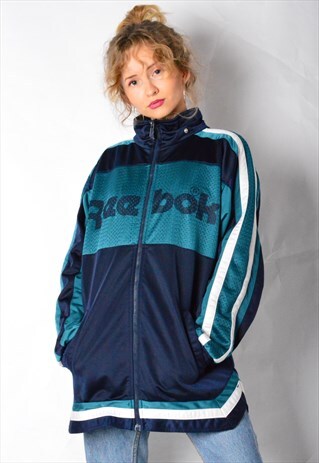 VINTAGE 90S BLUE GREEN REEBOK TRACK JACKET