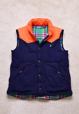 Vintage Polo Ralph Lauren Blue Orange Padded Gilet