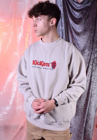 VINTAGE KICKERS BEIGE EMBROIDERED SWEATSHIRT