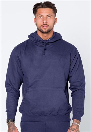 ESSENTIAL BLANK PULLOVER HOODY - HEATHER NAVY BLUE