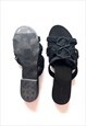 BLACK BOHO KNOT MACRAME FLAT SLIPPERS EU38 UK5 US7'5