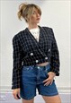 VINTAGE CROPPED CHECKED BLAZER JACKET