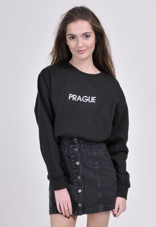 BLACK PRAGUE SWEATSHIRT - EMBROIDERED