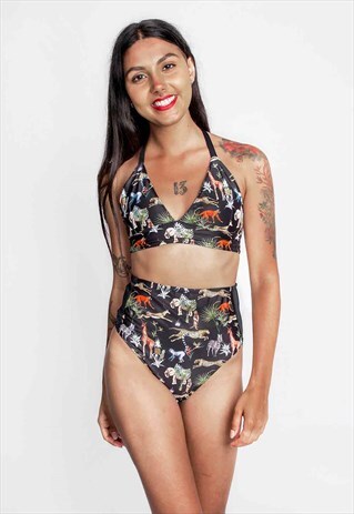 HIGH WAISTED BIKINI IN SAFARI PRINT