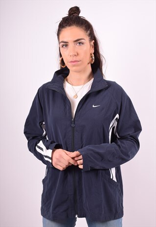 NIKE WOMENS VINTAGE TRACKSUIT TOP JACKET XL NAVY BLUE 90'S
