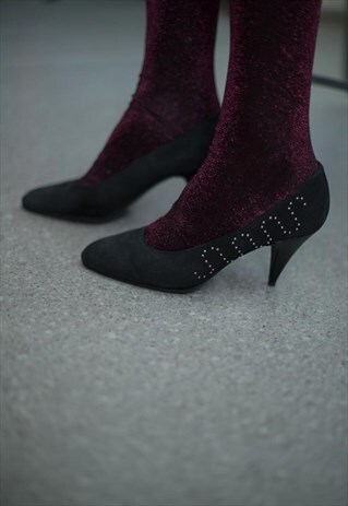 VINTAGE 90'S BLACK SUEDE HIGH-HEELED SHOES