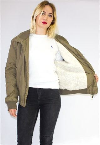 VINTAGE REEBOK SHERPA LINED BOMBER JACKET