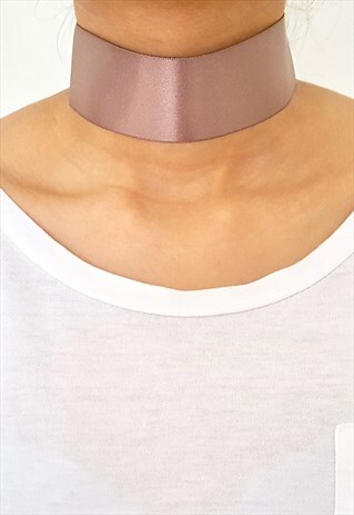 SATIN CHOKER - BROWN