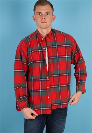VINTAGE POLO RALPH LAUREN RED CHECK SHIRT NS169