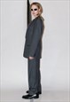 90'S VINTAGE GIRLBOSS PINSTRIPED SUIT IN ASPHALT GREY