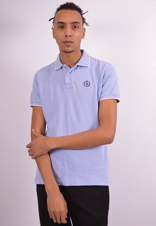 HENRI LLOYD MENS VINTAGE POLO SHIRT MEDIUM BLUE 90S