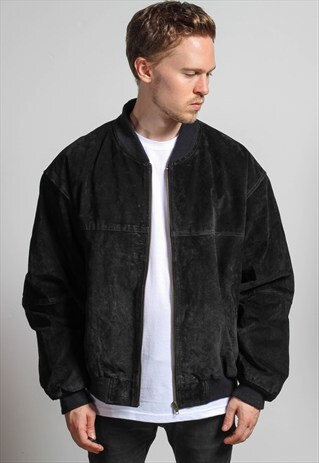 VINTAGE OVERSIZED SUEDE BOMBER JACKET