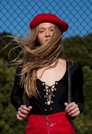 90S INSPIRED BLACK TIE UP BODYSUIT
