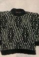 VINTAGE KNITTED JUMPER ABSTRACT PATTERNED KNIT SWEATER