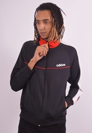 VINTAGE ADIDAS TRACKSUIT TOP JACKET BLACK