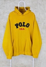Vintage U.S. Polo Sport Yellow Hoodie Embroidered XXL