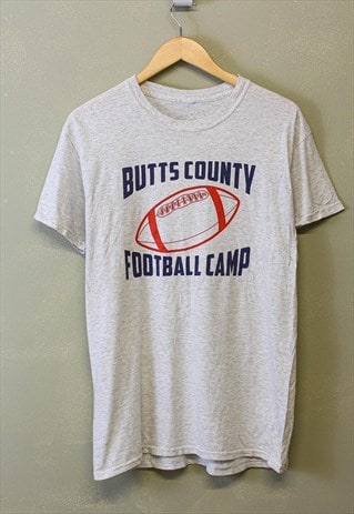 Vintage American Football Graphic Tee Grey Marl 90s