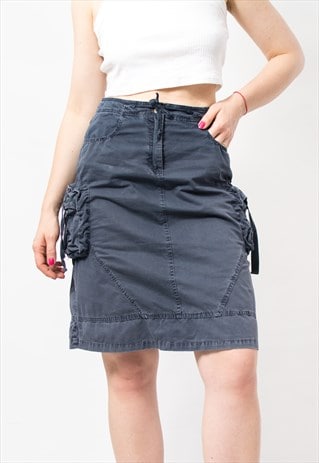 Vintage Y2K Cargo mini skirt in gray denim blokecore