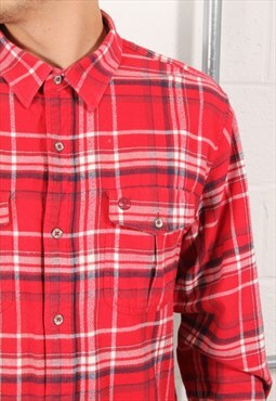 Vintage Timberland Shirt in Red Check Long Sleeve Flannel XL