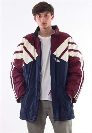VINTAGE ADIDAS ORIGINALS PADDED WINTER COAT 90S RED BLUE