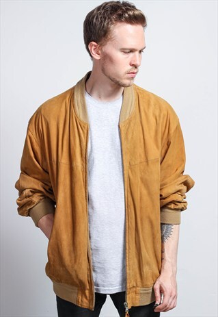 VINTAGE OVERSIZED SUEDE BOMBER JACKET
