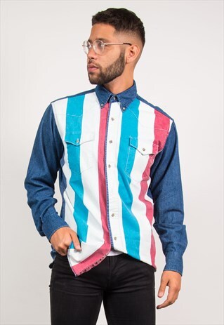 WRANGLER STRIPED DENIM SHIRT