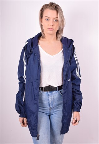 ADIDAS WOMENS VINTAGE RAIN JACKET XXL BLUE 90'S