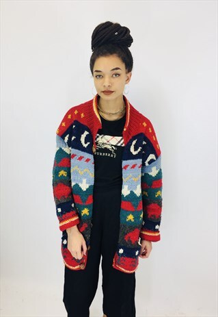 GORGEOUS COLOURFUL CHUNKY KNITTED CARDIGAN