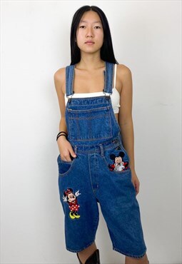 Vintage 90s Mickey Mouse and Minnie denim dungaree