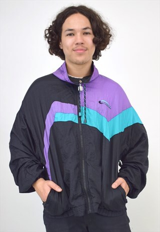 VINTAGE 90'S ACTIVEWEAR GIVENCHY BLACK & PURPLE WINDBREAKER