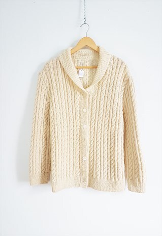 VINTAGE COZY PURE WOOL FISHERMAN'S SWEATER SIZE M