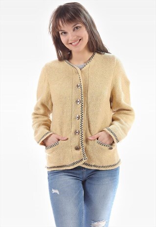 VINTAGE 70S ETHNIC WOOL CROP CARDIGAN