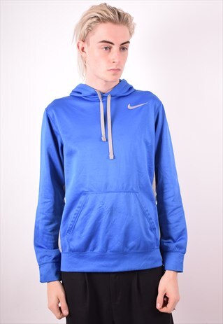 NIKE MENS VINTAGE HOODIE JUMPER SMALL BLUE 90S