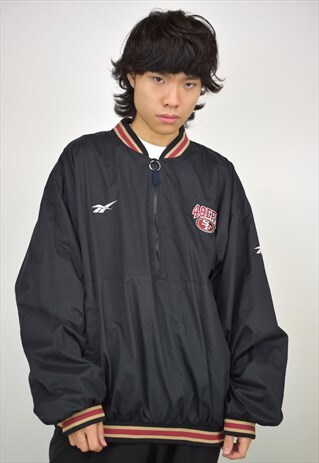 VINTAGE 90S REEBOK BLACK 1/2 ZIP JACKET