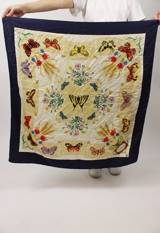 VINTAGE PRETTY BUTTERFLY PATTERNED SILK SCARF