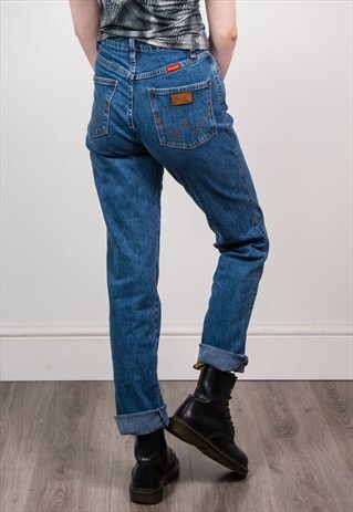 VINTAGE 90'S WRANGLER DARK BLUE DENIM HIGH WAIST JEANS